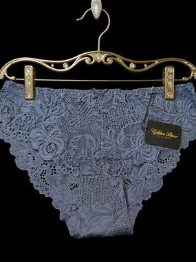 Brand New Floral Lace Panties - Sapphire Blue